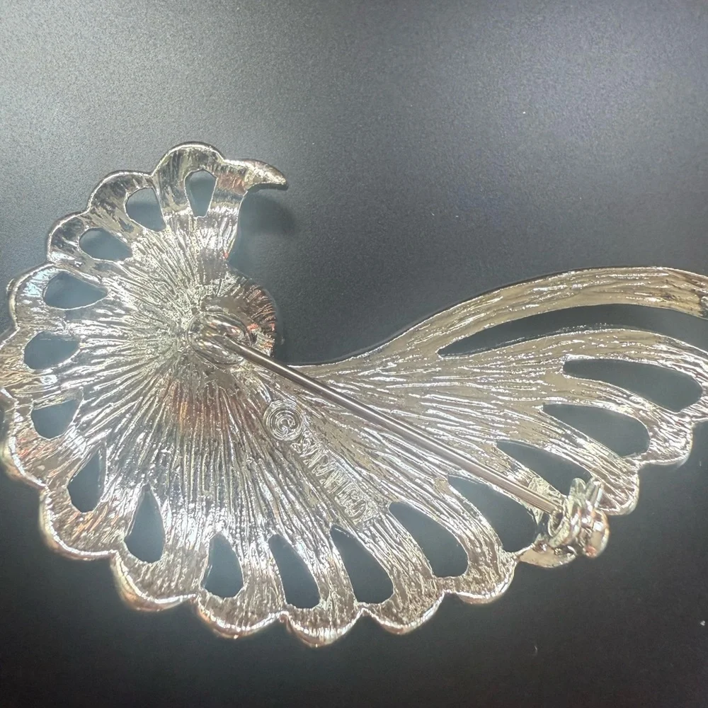 Sarah Coventry Silver Rhinestone Brooch Pin, Statement Cocktail Party Jewelry‎